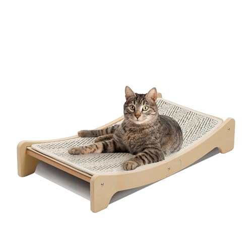PETKARAY Sisal-Kratzbrett für Katzen, gebogener Sisal-Kratzbaum, große Kratzmatte für Hauskatzen, strapazierfähiges Lounge-Bett für Kätzchen von PETKARAY