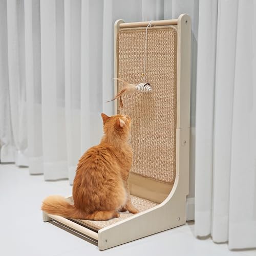 PETKARAY Katzenkratzer, Sisal Katzenkratzpad, L-Form Kratzbrett für Indoor Kitty, Bodenmontierter Kratzbaum mit Maus Spielzeug Katzenminze PETKARAY Katzenkratzer, Sisal Katzenkratzpad, L-Form Kratzbrett für Indoor Kitty, Bodenmontierter Kratzbaum mit Maus Spielzeug Katzenminze von PETKARAY