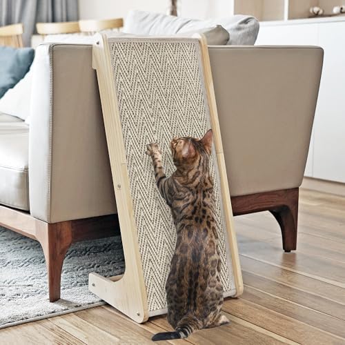 PETKARAY Katzenkratzer, Sisal-Kratzrampe, L-Form Katzenkratzpad für Indoor-Katzen, Wandmöbelschutz, große Größe von PETKARAY