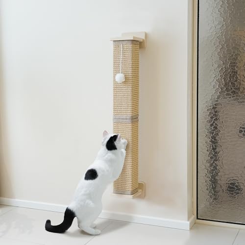 PETKARAY Kratzbaum zur Wandmontage, 76,2 cm, Sisal-Kratzbaum für Indoor-Katzen, quadratischer Katzenkratzer mit Spielzeugball, große Wandhalterung, Sisal-Kratzmatte von PETKARAY