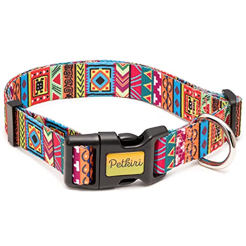 Hundehalsband für kleine, mittelgroße und große Welpen, afrikanisches Tribal, Aztekenmuster, für Damen und Herren, Rot / Blau / Pink / Blaugrün von PETKIRI