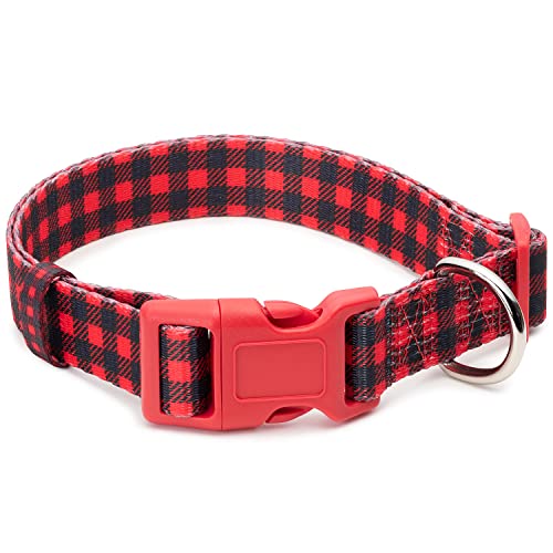 Rot Schwarz Karomuster für Jungen und Mädchen, Urlaub Weihnachten Halsbänder für Männer und Frauen (kariert, Medium) von PETKIRI