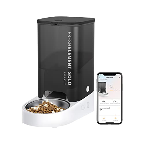 PETKIT 3L Automatischer Katzenfutterautomat Unterstützt nur 2.4G Wi-Fi, Kompatibel mit gefriergetrockneten Lebensmitteln, Transluzenter, Abnehmbar und waschbar,Schale aus rostfreiem Stahl (Grau) von PETKIT