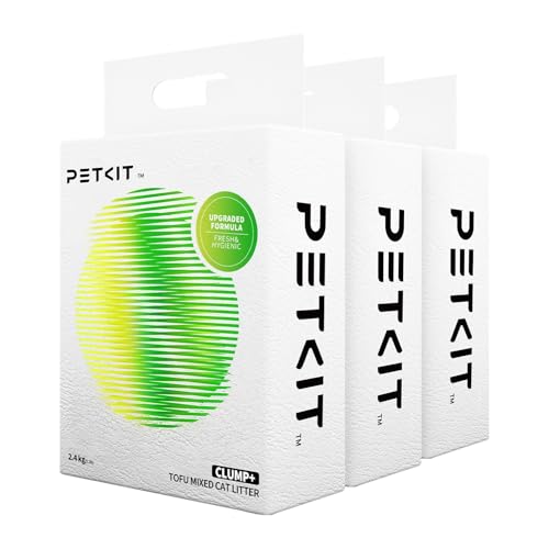 PETKIT 5 in 1 Gemischtes Katzenstreu, 7.2kg,Klumpstreu für Katzen,Spülbar, Geruchsfrei, Aktivkohle, Extrem Saugfähig und Schnell Trocknend Tofu-Katzenstreu(2.4 kg/Beutel) von PETKIT
