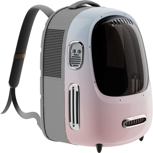 PETKIT Breezy 2 Smart Cat Carrier pink/Blue, belüftete Katzentransporttasche, Transportrucksack mit Belüftungssystem, Katzenrucksack mit App-Steuerung, Reiserucksack mit Belüftung für Katzen von PETKIT