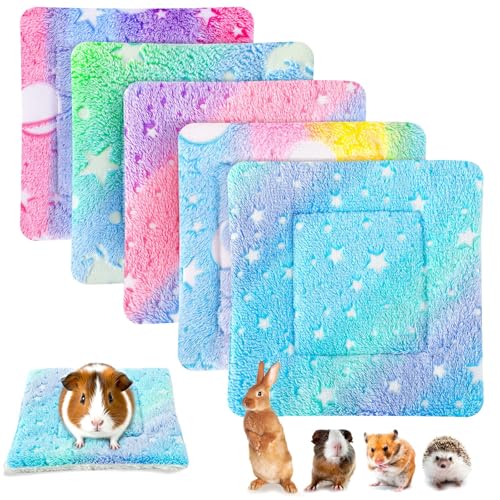 PETKNOWS 5 x Regenbogen-Meerschweinchen-Matten, weiche Fleece-Schlafunterlagen für Kleintiere, Kaninchen, Hamster, Igel und Chinchillas von PETKNOWS