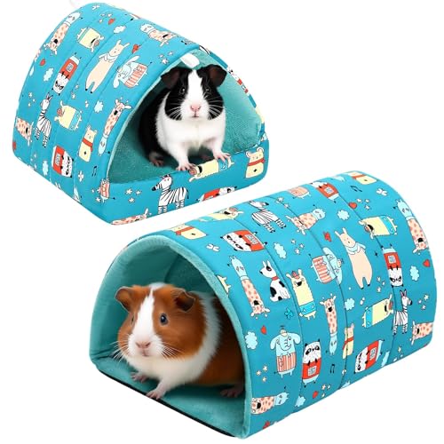 PETKNOWS Meerschweinchen-Bett mit Meerschweinchentunnel, waschbar, Kleintierhaus, Käfigzubehör für Maus, Chinchillas, Hamster, Igel, Frettchen, Bartdrachen und Ratten, 2 Stück von PETKNOWS