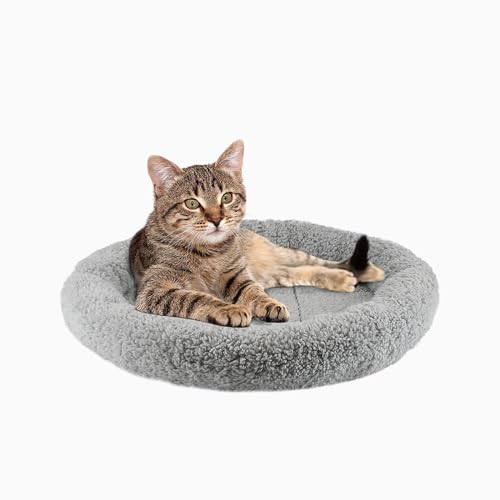 PETLESO Flauschiges Katzenbett für Indoor-Katzen, runde Form, Katzenbett, runde Haustiermatte klein für Welpen, Katzen, waschbare kleine Haustiermatte Katzenbaum, Mittel von PETLESO