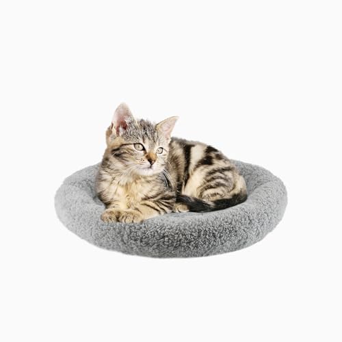 PETLESO Flauschiges Katzenbett für Indoor-Katzen, runde Form Katzenbett, runde Haustiermatte klein für Welpen, Katzen, waschbare kleine Haustiermatte Katzenbaum, klein von PETLESO