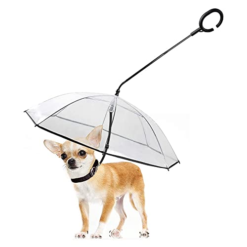 PETLESO Haustier Regenschirm mit Verstellbarem Griff für Welpen, Klarer Regenschirm für Haustiere mit Verstellbarer Schnur von PETLESO