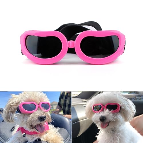 PETLESO Hunde Sonnenbrille Hundebrille Wasserdichter Anti-UV Sonnenbrillen für Kleine Hunde/Katzen - Rosa von PETLESO