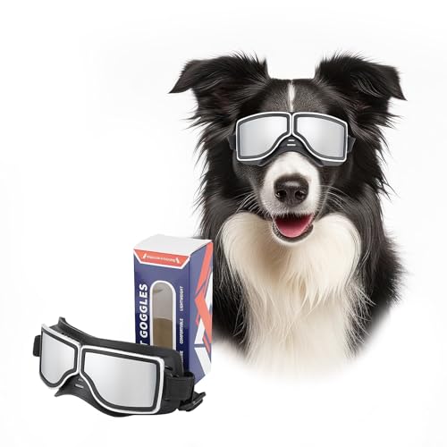 PETLESO Hundebrille für Große Hunde Coole Motorrad Hundebrille Verstellbare Hunde Schutzbrille Ati-UV Hunde Sonnenbrille für Mittlere/Große Hunde von PETLESO