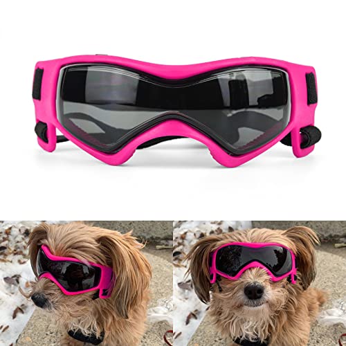PETLESO Hundebrille für kleine Rassen, Anti-UV-Schutz, winddicht, Augenschutz, Haustier-Sonnenbrille mit verstellbaren Riemen für Fahren/Outdoor-Aktivitäten, Rosa von PETLESO
