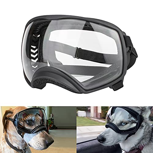 PETLESO Hundebrille für mittelgroße und große Rassen, Anti-UV-Schutzbrille, Sonnenbrille mit verstellbaren Riemen für Fahren und Wandern von PETLESO