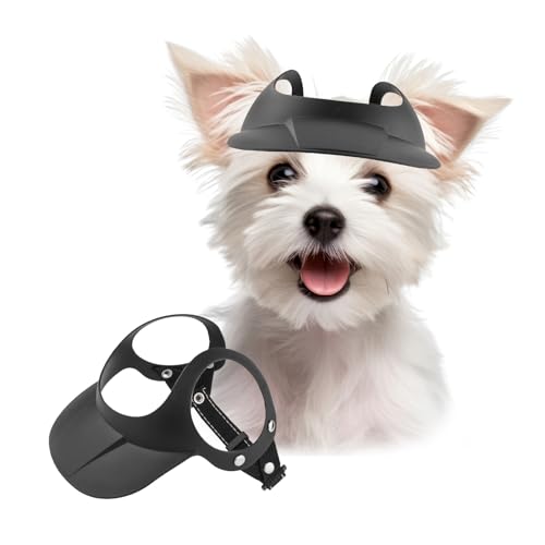 PETLESO Hundehut für kleine und mittelgroße Hunde, Sonnenhüte mit Ohrlöchern, verstellbares Hundevisier, Outdoor-Sport, Sommer, Strandhut, atmungsaktiv, Baseballkappe für 7,5–12,5 kg Welpen, Schwarz von PETLESO
