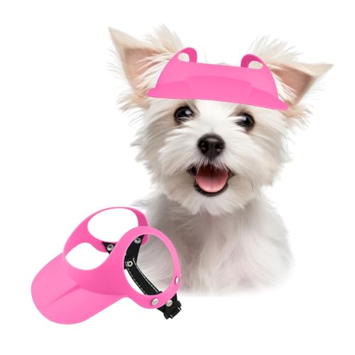 PETLESO Hundehut für kleine und mittelgroße Hunde, Sonnenhut mit Ohrlöchern, verstellbares Hundevisier, Outdoor-Sport, Sommer, Strandhut, atmungsaktiv, Baseballkappe für 7,5–12,5 kg Welpen, Rosa von PETLESO