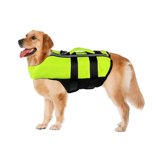 PETLESO Hundeschwimmweste Rettungswesten für Hunde Reflektierende Schwimmweste für Hunde mit Rettungsgriff-L von PETLESO