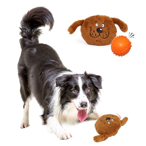 PETLESO Interaktives Hundespielzeug, Hundespielzeug, quietschender Ball für Hunde, langlebig, Welpenspielzeug, weich, langlebig, Haustierspielzeug mit elastischer Funktion für kleine/mittelgroße Hunde von PETLESO