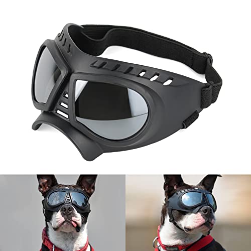 PETLESO Sonnenbrille für Hunde UV Hundebrille Einfach zu Tragen Schutzbrille für Hunde Modisches Haustierzubehör Motorradbrille für Kleine/Mittelgroße Hunde Silber von PETLESO
