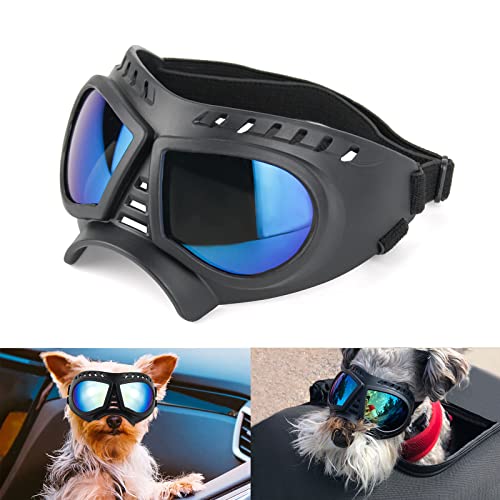 PETLESO Sonnenbrille für Hunde UV Hundebrille Einfach zu Tragen Schutzbrille für Hunde Modisches Haustierzubehör Motorradbrille für Kleine/Mittelgroße Hunde Blau von PETLESO