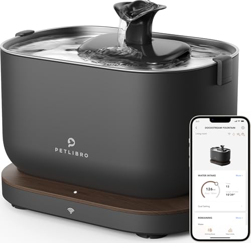 PETLIBRO App-Überwachung Trinkbrunnen für Katze, 2,5L/84oz Dockstream Automatischer Katzenbrunnen für Katzen, Intelligentes Steuerungssystem, 2,4GHz Wi-Fi-Verbindung, Ultraleise von PETLIBRO