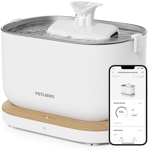 PETLIBRO App-Überwachung Trinkbrunnen für Katze mit Kabelloser Pumpe, 2,5L/84oz Dockstream Automatischer Katzenbrunnen für Katzen, Intelligentes Steuerungssystem, 2,4GHz Wi-Fi-Verbindung, Ultraleise von PETLIBRO