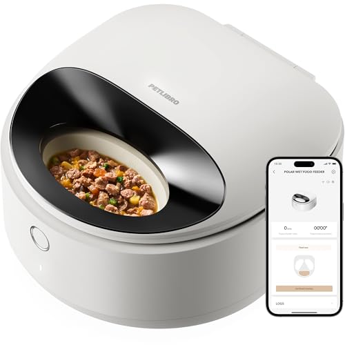 PETLIBRO Futterautomat Katze Nassfutter, Nassfutterautomat mit Halbleiter Kühlung, 2,4 GHz Wi-Fi Smart App-Steuerung Nassfutter Automat für Katzen, 3 Tage wahre Frische, Wet Food Feeder, Weiß von PETLIBRO