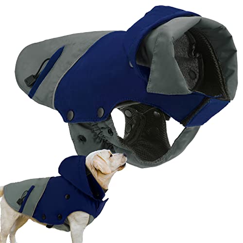 PETTLOFT Hundewinterjacke, Reflektierende Wasserdichte Hundewinterjacke Winddicht Warme Fleecejacke für Draußen Hundewinterjacke mit Herausnehmbarem Fleecefutter (L, Navy blau) von PETLOFT