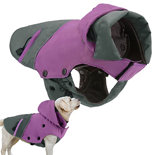 PETTLOFT Hundewinterjacke, Reflektierende Wasserdichte Hundewinterjacke Winddicht Warme Fleecejacke für Draußen Hundewinterjacke mit Herausnehmbarem Fleecefutter (L, Violett) von PETLOFT