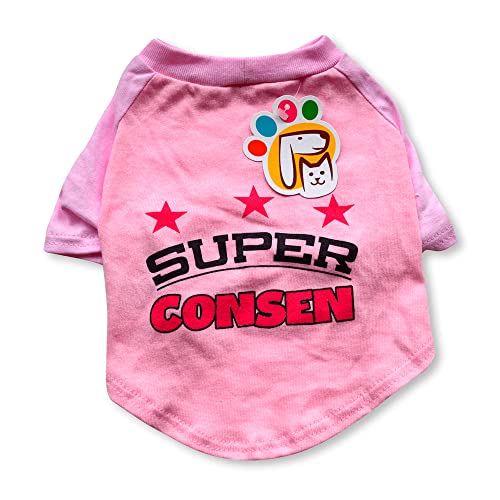 PETMONT Lässiges T-Shirt für Haustiere: Super Consen Pink Großartig für kleine und mittelgroße Hunde Größe M von PETMONT