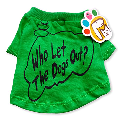 PETMONT Lässiges T-Shirt für Haustiere: Who let the Dogs Out Green Groß für kleine und mittelgroße Hunde Größe XL von PETMONT
