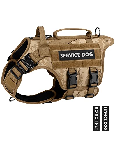 Taktisches Hundegeschirr – PETNANNY Hundegeschirr, Service-Hundeweste für große Hunderassen, Klettverschluss für Service-Hundeflicken, Arbeitshunde, Training (Desert Camo, M) von PETNANNY