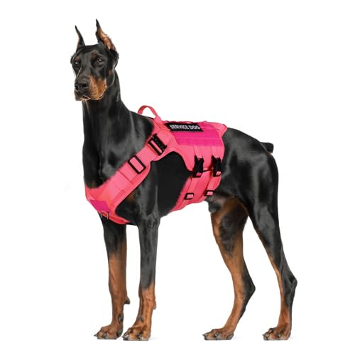 Taktisches Hundegeschirr für große Hunde (Pink, XL) von PETNANNY
