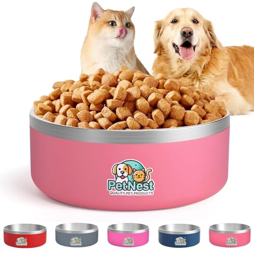 Hundenäpfe aus Edelstahl – Futternäpfe für kleine, mittelgroße und große Hunde, kein Verschütten von Welpennäpfen, Katzenfutternapf, niedlich, rosa, blau, Futternapf-Sets für Mädchen und Jungen, von PETNEST