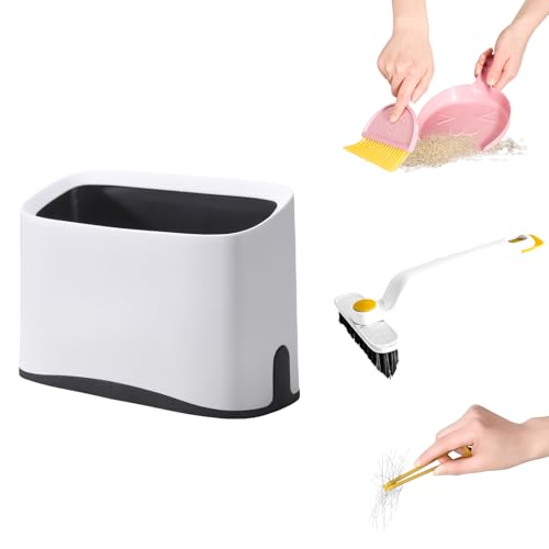 Katzentoilettenhalter mit Reinigungsset, 2-in-1-Mini-Besen und Kehrschaufel für Streufutter und Theken-Müll, Reinigungsbürste für Katzentoilette, Ecken und Spalten mit integrierter Pinzette zum Katzentoilettenhalter mit Reinigungsset, 2-in-1-Mini-Besen und Kehrschaufel für Streufutter und Theken-Müll, Reinigungsbürste für Katzentoilette, Ecken und Spalten mit integrierter Pinzette zum von PETOCAT