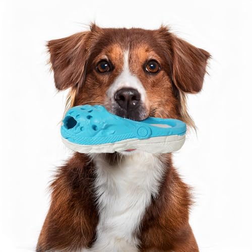 PETOPIA Langlebiges Hundespielzeug für aggressive Kauer, große Hunde – Futterspender, weicher Gummischuh (blau) von PETOPIA