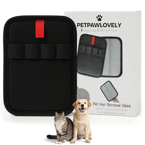 1 x Tierhaarentferner-Handschuh, elektrostatische Tierhaarentfernung, wiederverwendbar, zur Entfernung von Katzen- und Hundehaaren für Couch, Möbel, Kleidung und Bettwäsche, Teppich, Autositz von PETPAWLOVELY