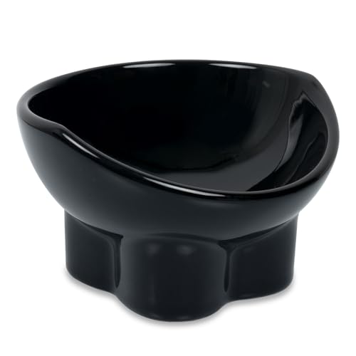 PETPLAYTIME Erhöhte Keramik-Katzennäpfe, Anti-Erbrechen und Schnurrhaar-freundlicher Katzennapf, Kätzchen-Teller für Futter und Wasser, spülmaschinen- und mikrowellengeeignet (14,2 cm, glänzendes von PETPLAYTIME