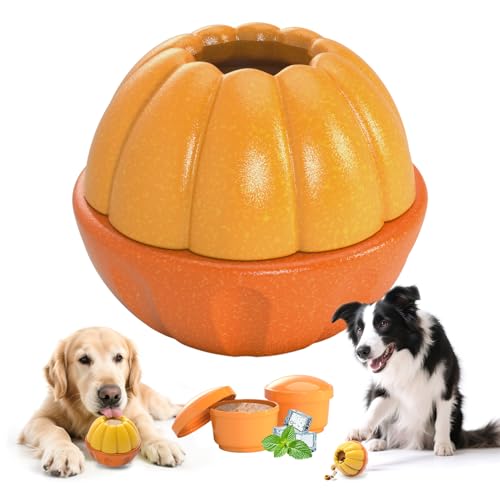 PETPLAYTIME Treat Ball Interaktives Hundespielzeug & Frozen Hundespielzeug, um Hunde beschäftigt zu halten, Leckerli-Dosierspielzeug, Langsames Füttern Interaktives Spielzeug, Hundekauball für von PETPLAYTIME