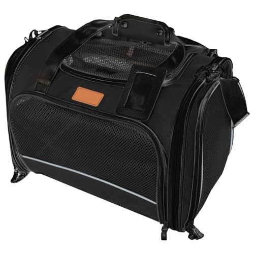 Transportbox Katze Hund Katzentransportbox Hundetasche Kleine Hunde Katzen Transportboxen Hundetragetasche Tragetasche Hund Katzentasche Katzenbox Transportbox Carrier (Schwarz 51 x 36 x 33 cm) von PETPROVED