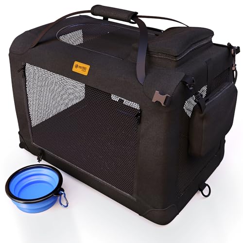 PetProved Hundebox Auto Faltbar Transportbox Hund Hundebox Auto Hunde Hundetransportbox Auto Transportbox Hund Hunde Transportboxen Faltbare Hundebox Hundetransportbox Dog Travel Crate 70x52x52 cm von PETPROVED