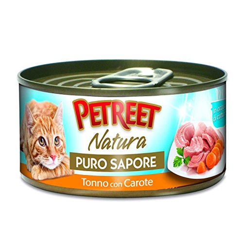 PETREET Aufbewahrungsbox für feuchte Katze, Natur, Geschmack Thunfisch/Karotten, 70 g von PETREET
