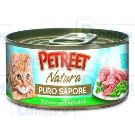 PETREET Aufbewahrungsbox für feuchte Katze, Natur, reiner Geschmack, Thunfisch/Bohnen, 70 g von PETREET