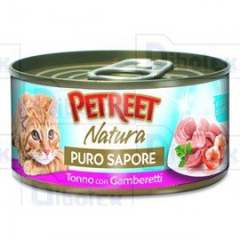 PETREET Aufbewahrungsbox für feuchte Katze, Natur, reiner Geschmack Thunfisch, Garnelen, 70 g von PETREET