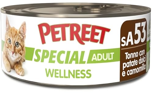 PETREET Special Adult Wellness Thunfisch mit Süßkartoffeln und Kamille – Packung mit 48 Stück x 70 g PETREET Special Adult Wellness Thunfisch mit Süßkartoffeln und Kamille – Packung mit 48 Stück x 70 g von PETREET