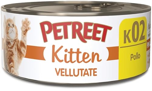 PETREET Velutate Kitten Huhn – für Katzen und Welpen – Packung mit 48 Stück x 60 g PETREET Velutate Kitten Huhn – für Katzen und Welpen – Packung mit 48 Stück x 60 g von PETREET