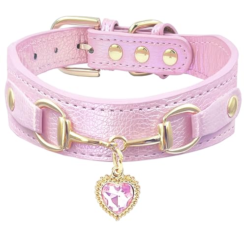 Schillerndes PU-Leder-Hundehalsband mit Herz-Diamant-Anhänger für kleine Hunde, Katzen, Welpen, niedliches kleines Hundehalsband mit funkelnden Kristallen, Charms für Chihuahua, Tedd, Pudel (Rosa, M) Schillerndes PU-Leder-Hundehalsband mit Herz-Diamant-Anhänger für kleine Hunde, Katzen, Welpen, niedliches kleines Hundehalsband mit funkelnden Kristallen, Charms für Chihuahua, Tedd, Pudel (Rosa, M) von PETS ARE FUN