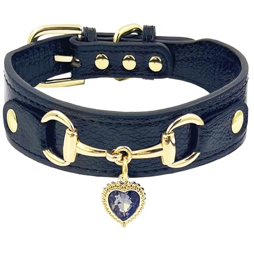 Schillerndes PU-Leder-Hundehalsband mit Herz-Diamant-Anhänger für kleine Hunde, Katzen, Welpen, niedliches kleines Hundehalsband mit funkelnden Kristallen, Charms für Chihuahua, Tedd, Pudel (schwarz Schillerndes PU-Leder-Hundehalsband mit Herz-Diamant-Anhänger für kleine Hunde, Katzen, Welpen, niedliches kleines Hundehalsband mit funkelnden Kristallen, Charms für Chihuahua, Tedd, Pudel (schwarz von PETS ARE FUN