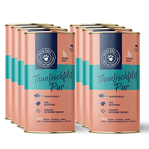 Pets Deli Freeze Dried Snack für Katzen mit gefriergetrocknetem Thunfischfilet ohne Zucker und Gluten 8x25g von Pets Deli