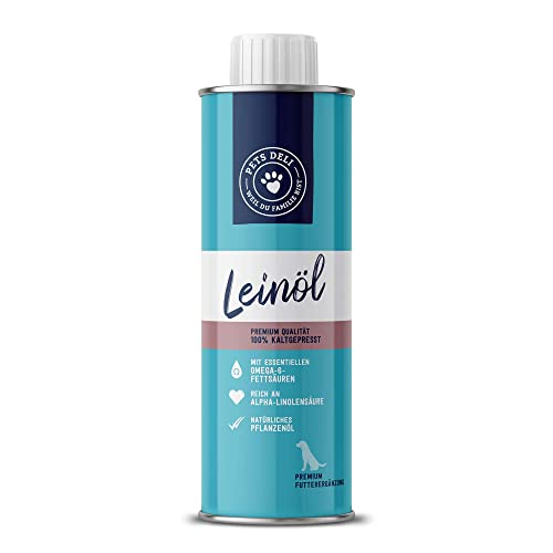 Pets Deli Pures Leinöl für Hunde in Premium-Qualität mit Omega-3 als Futterzusatz 250 ml von Pets Deli